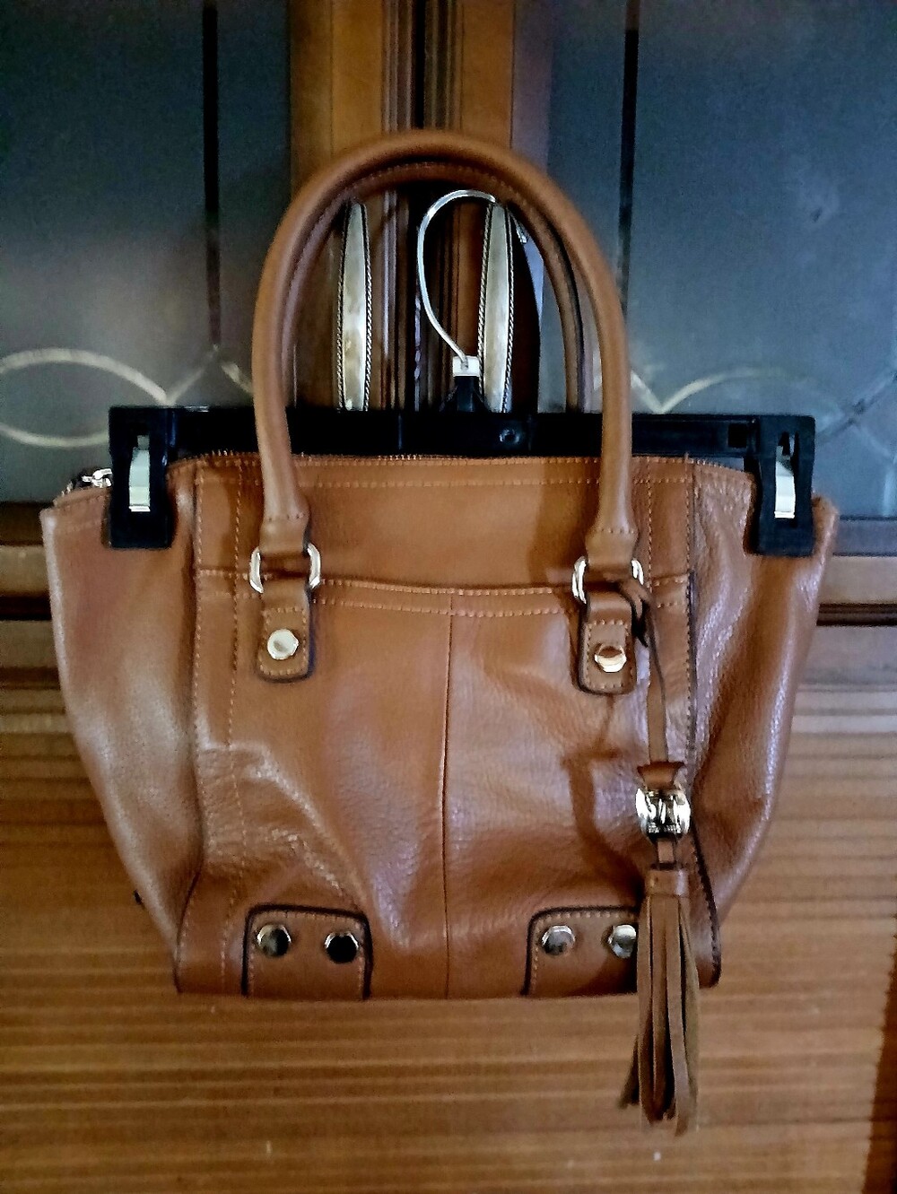 Tignanello Cognac Leather Tassel Satchel